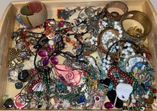 Mixed Jewelry Lot 3+ LB Grab Bag Craft Repair Art Scrap Junk Drawer VTG + MOD picture