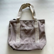 Lands’ End MEDIUM Zip Top Canvas Tote Bag CAPTAIN MORGAN Embroidered Gray NEW picture