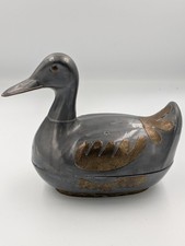 1970's Vintage Figure Statue Duck Trinket Box Casket Pewter Brass Hong Kong Nice picture