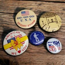 Lot Of 5 Pin Buttons Military Art Crossroads Of The West Bush Quayle Vintage picture