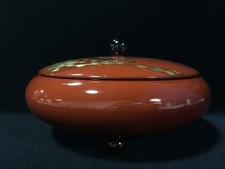 S1428 Vintage Japanese Lacquerware Lidded Candy Bowl Sweets Box Kashiki picture