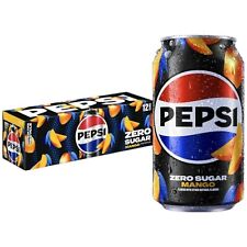 Pepsi Zero Sugar Mango Cola Soda 12 Pack Soft Drinks Soda PepsiCo 12oz  picture