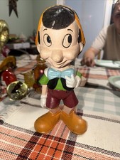 Vintage Disney Cast Iron Painted PINOCCHIO CHARACTER BANK Door Stop picture