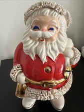 Vintage 1950's Ceramic Santa Claus Christmas Coin Bank w/ Spaghetti Trim Japan picture