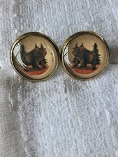 Bridle Rosette's Grizzly Bear Clear 2 in brass and glass picture