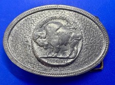 Buffalo Nickel USA Five Cents Coin Collectors Vintage CDC Metalworks Belt Buckle picture