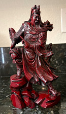Chinese Resin Guan Yu Warrior Statue on Rock Base picture