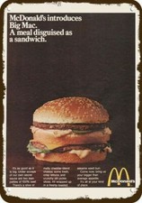 1968 McDONALD'S RESTAURANT 1s BIG MAC Vintge-Look DECORATIVE REPLICA METAL SIGN picture