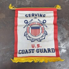 Vintage WWII Home Front Display Mini Banner - Serving With US Coast Guard picture