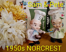 VTG RARE Norcrest Sam & Pete Baby Face Chef S&P Shakers 2pc Novelty Japan 1950s picture