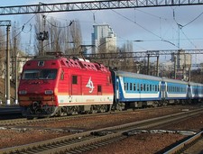 RUSSIAN ELECTRIC LOCOMOTIVE & Passenger Train 8.5x11 PHOTO picture