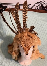 vintage NATIVE AMERICAN STYLE-MEDICINE  MAN-COYOTE FUR HEADDRESS fox/wolf INDIAN picture