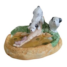 Vintage 1988 Staffordshire Dogs Porcelain Figurine Squirrel Pond Hunting Signed picture