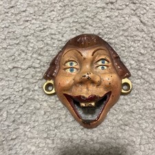 WILTON Vtg. Cast Iron 4 Eyed Red Hair Woman Buck Teeth Bottle Opener Wall Mount picture