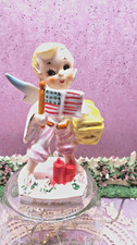 Vtg Lefton JULY BOY ANGEL WITH FIRECRACKERS FLAG PICNIC BASKET ROSE BASE #556 picture