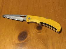 Vintage Gerber E-Z Out Rescue Knife Yellow Fully Serrated Sheepsfoot USA No Clip picture