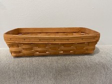Longaberger Handwoven Oblong Rectangle Basket w/ Handles Signed 1991 picture