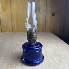 Antique Cobalt Blue Nutmeg Miniature Lamp-No Handle picture