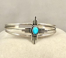 Navajo Zia Design Turquoise & Sterling Silver Cuff Bracelet picture