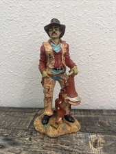 Vtg Western Americana Standing Cowboy Holding Saddle 9