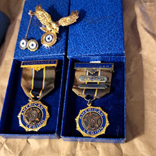 Vtg American Legion Commander Medals Lot 2 Sterling Boxes Balfour Braxmar 5pc picture