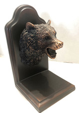 Wall Street Bull & Bear Head Stock Market Bookend Statue Bronzed Resin ONLY BEAR picture