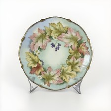 Antique Bavarian Hand Painted Autumn Leaves Plate Early 1900's Signed Longperé picture