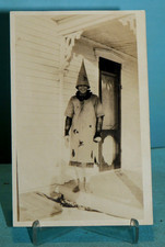HALLOWEEN ~ REAL PHOTO POST CARD~ Man w/cats & moon~Witches Hat, scarse image picture
