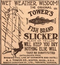 AJ Tower Co Ltd Tower's Fish Brand Slicker Boston MA 1906 Minneapolis Ad 5AL1-S1 picture