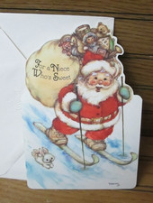 Vtg Mary Hamilton Christmas Card Niece Die Cut Santa Marys Bears Hallmark Rare picture