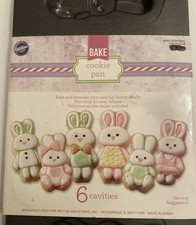 New Wilton Easter Bunny Cookie Pan 6 Metal Mold Rabbits  picture