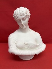 Clytie Bust 9” White Bisque Parian Ware Style Greek Nymph Sculpture Statue picture