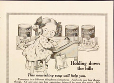 1916 Campbells Soup Holding Down The Bills 10 Cents Each Antique Print Ad picture