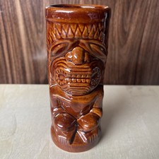 Vintage Orchids of Hawaii Tiki Mug - Brown Glazed Ceramic - Ku Figure Model R-74 picture
