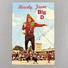 Vtg Howdy From Big D Tall Texans Big Tex Cowboy Dallas Texas Postcard Unposted picture