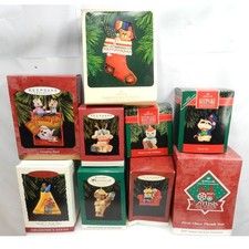 9 Hallmark Keepsake Ornaments 90's NIB Bears Mice Bees Birds (U43K) picture