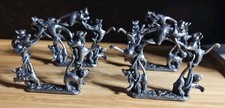 4 Vintage Pewter Cat Wanda Scuby Napkin Holders Signed picture