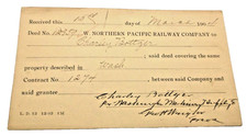 MARCH 1904 NORTHERN PACIFIC RAILROAD SPOKANE WASHINGTON LAND DEED POST CARD picture