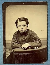 Antique Tintype Young Boy Amazing Gaze Sharp Image Ex Condition picture