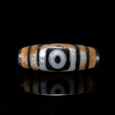 Tibetan Three Eye Dzi Bead Agate Amulet Pendant Spiritual Protection Collectible picture