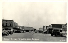 Apalachicola Florida FL Street Scene c1940s-50s Real Photo Vintage Postcard bhn picture