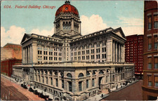 Vintage Postcard Chicago IL Federal Building Downtown 1910 picture