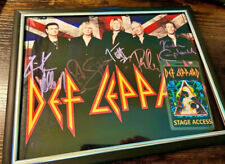 Def Leppard Band signed  Framed photo reprint with crew Laminate Pass picture