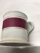 Antique Shaving Mug Maroon Band  Gold Highlights Glasgow Pottery John Moses&Sons picture
