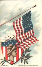 1907 4TH OF JULY  Clapsaddle LADY LIBERTY SHIELD FLAG Patriotic postcard picture