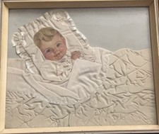 Vintage Framed Baby Picture Art With Blanket picture