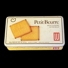 Vintage 1980s LU Petit Beurre Biscuit Tin France 400g Advertising Cookie Tin picture