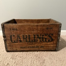 Vintage 1950s Carling’s Beer Wooden Crate Cleveland Ohio Breweriana 2 Doz 12 Oz picture