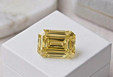 Loose 3 Ct Emerald Cut Lab Grown CVD Diamond VVS1 Yellow Color Certified Stone picture