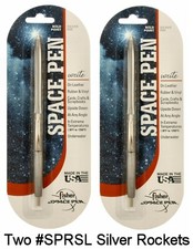 Two (2) Fisher Space Pens #SR80SL / Silver Rocket Pens with Silver Ink picture